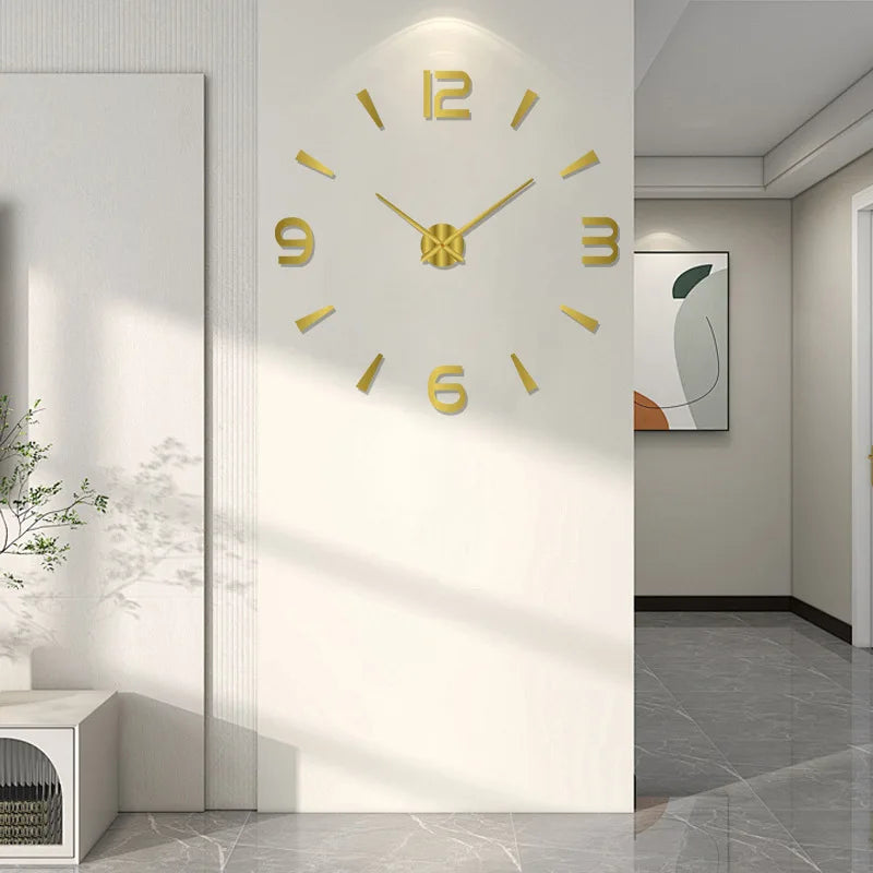Creative and Simple DIY Wall Clock, Hole - free Wall - sticker Clock, Silent Acrylic Decorative Wall Clock