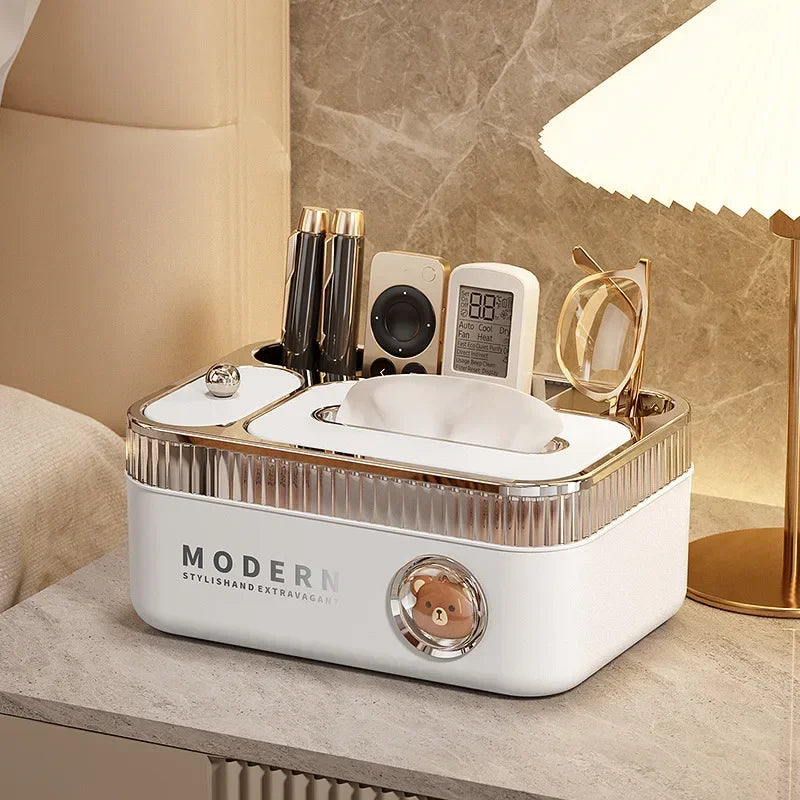 Luxury Cream Paper Towel Box Multi-Function Creative Home Living Room Tabletop Remote Controller Storage Drawer Box For Extracta
