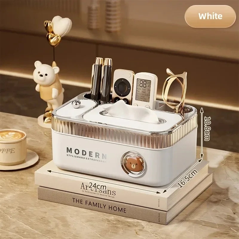 Luxury Cream Paper Towel Box Multi-Function Creative Home Living Room Tabletop Remote Controller Storage Drawer Box For Extracta