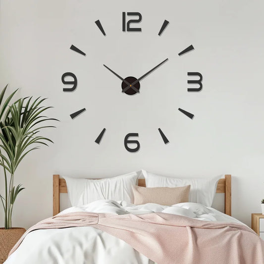 Creative and Simple DIY Wall Clock, Hole - free Wall - sticker Clock, Silent Acrylic Decorative Wall Clock